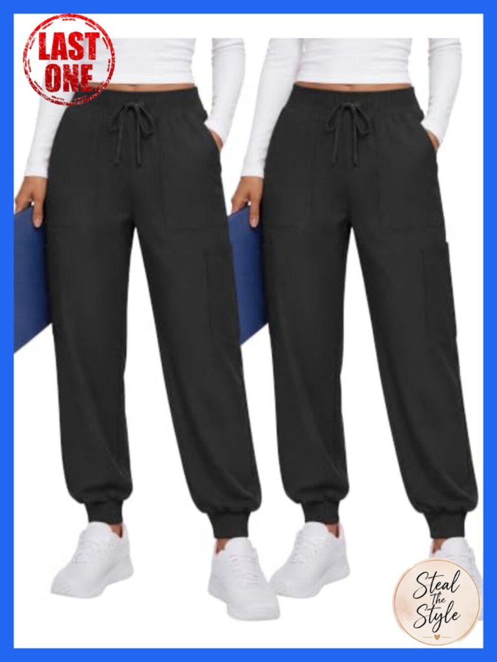 2 Pack Women's Scrub Pants with Cargo Pockets